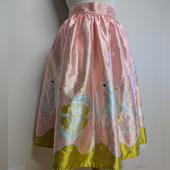 Satin Mermaid Ocean Print Novelty Retro Swing Skirt Size 2X - Picture 4 of 11